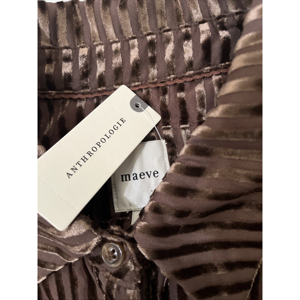 Anthropologie Maeve The Bettina Tiered Shirt Dress Mini Corduroy Edition Brown L - Picture 12 of 13